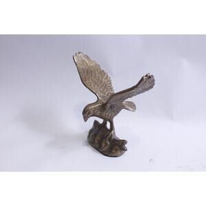 Eagle Catching Fish, Brass Figure, 5" High, Bird, Statuette, Tabletop, Shelf